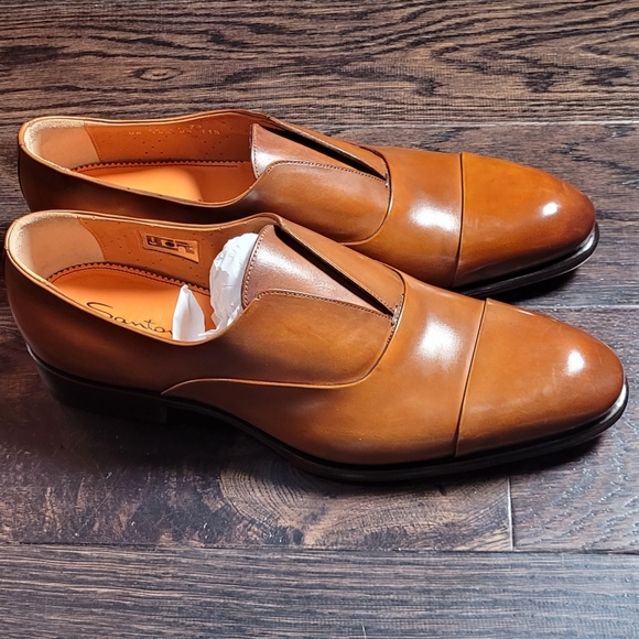 Santoni NWT brown dress shoes size 11.5 - Picture 1 of 10